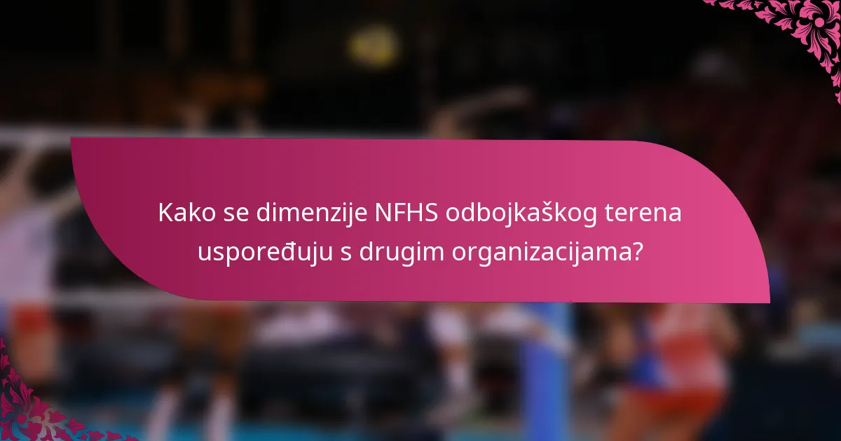 Kako se dimenzije NFHS odbojkaškog terena uspoređuju s drugim organizacijama?